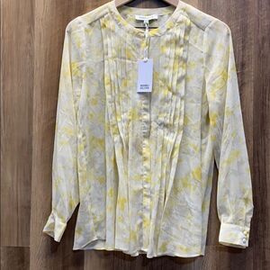 Rose & Olive Yellow and Cream Pintuck Long-Sleeve Blouse